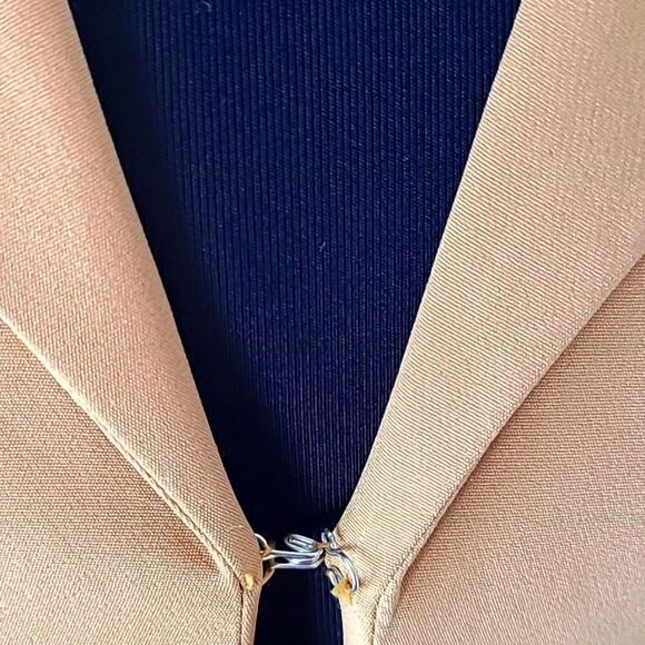 Hyfve-Camel Color Jacket Mini-Dress with Cut-out at Waist, Size Medium - Picture 9 of 13